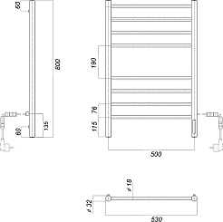 Domoterm Полотенцесушитель Медея П8 500x800 EK R – фотография-4